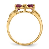 14K Yellow Gold Polished July Lab Created Ruby Bow Ring - Size 7 view 2
