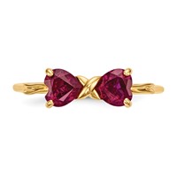 14K Yellow Gold Polished July Lab Created Ruby Bow Ring - Size 7 view 4