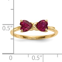 14K Yellow Gold Polished July Lab Created Ruby Bow Ring - Size 7 view 5