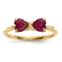 14K Yellow Gold Polished July Lab Created Ruby Bow Ring - Size 7 view 1