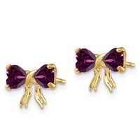 14K Yellow Gold Gold Polished Rhodolite Bow Post Earrings view 2