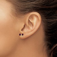 14K Yellow Gold Gold Polished Rhodolite Bow Post Earrings view 3