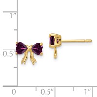 14K Yellow Gold Gold Polished Rhodolite Bow Post Earrings view 4