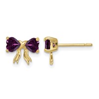 14K Yellow Gold Gold Polished Rhodolite Bow Post Earrings view 1