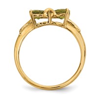 14K Yellow Gold Polished August Peridot Bow Ring view 2