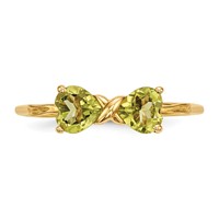 14K Yellow Gold Polished August Peridot Bow Ring view 4