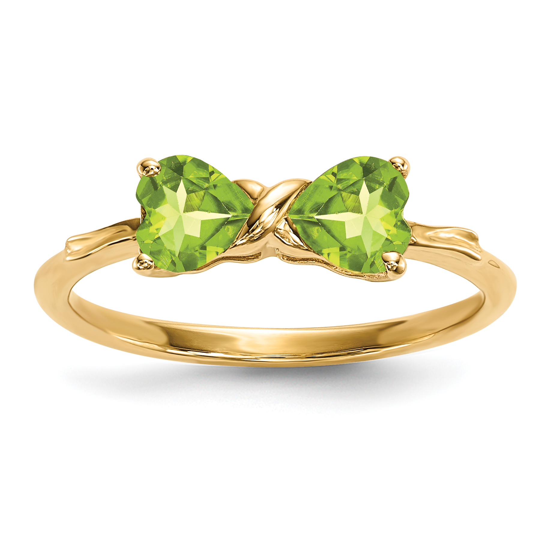 14k Gold Polished Peridot Bow Ring (XBS533)