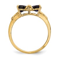 14K Yellow Gold Polished September Lab Created Sapphire Bow Ring - Size 7 view 2