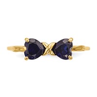 14K Yellow Gold Polished September Lab Created Sapphire Bow Ring - Size 7 view 4