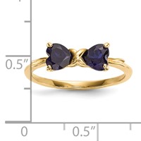 14K Yellow Gold Polished September Lab Created Sapphire Bow Ring - Size 7 view 5