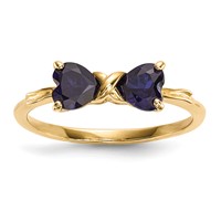 14K Yellow Gold Polished September Lab Created Sapphire Bow Ring - Size 7 view 1