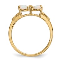 14K Polished October Lab Created Opal Bow Size 7 Ring view 2