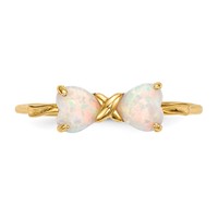 14K Polished October Lab Created Opal Bow Size 7 Ring view 4