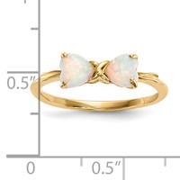 14K Polished October Lab Created Opal Bow Size 7 Ring view 5