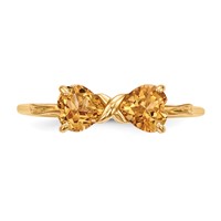 14K Yellow Gold Polished November Citrine Bow Ring view 4