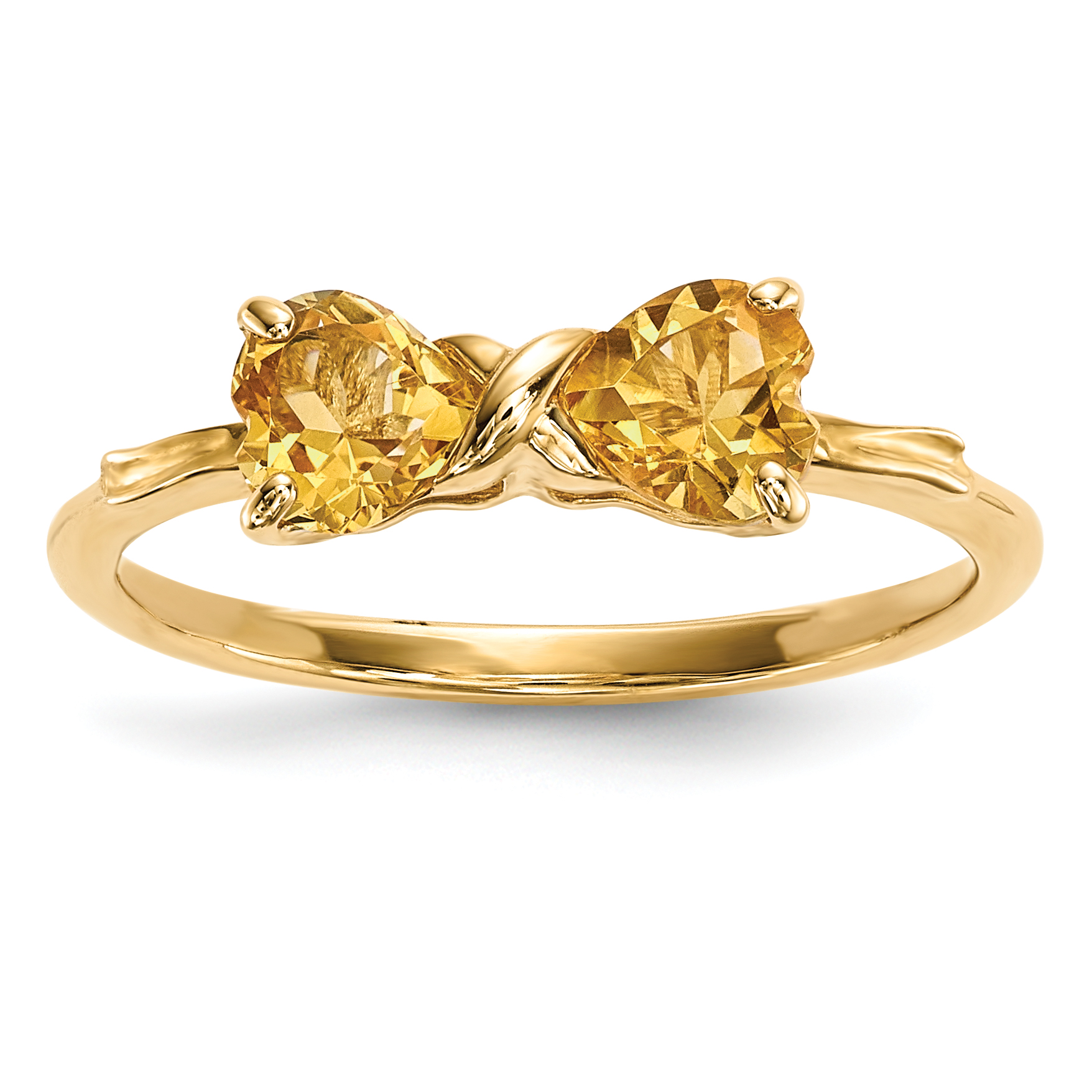 14k Gold Polished Citrine Bow Ring (XBS536)