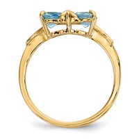 14K Yellow Gold Polished December Light Swiss Blue Topaz Bow Ring view 2