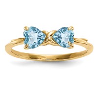 14K Yellow Gold Polished December Light Swiss Blue Topaz Bow Ring view 1