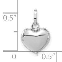 14K White Gold 3-D Puffed Heart Pendant view 3