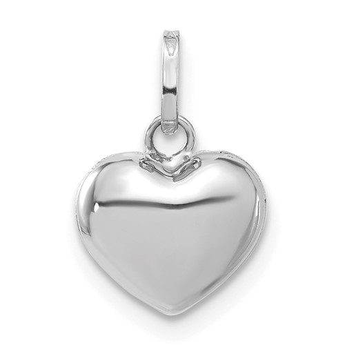 14K White Gold 3-D Puffed Heart Pendant