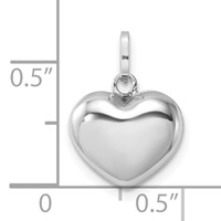 14K White Gold 3D Puffed Heart Pendant view 4