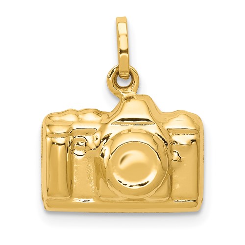 14K Yellow Gold 3-D Polished Camera Charm