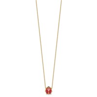 14K Polished Red and Black Enameled Ladybug 17 Inch Necklace Plus 1 Inch Extender view 2