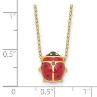 14K Polished Red and Black Enameled Ladybug 17 Inch Necklace Plus 1 Inch Extender view 3