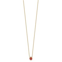 14K Yellow Gold Polished Red and Black Enameled Ladybug Necklace Plus 1 Inch Extender, 17" view 2
