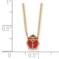 14K Yellow Gold Polished Red and Black Enameled Ladybug Necklace Plus 1 Inch Extender, 17" view 3