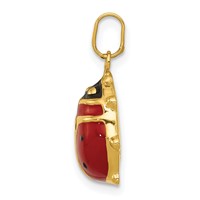 14K Yellow Gold Red and Black Enameled Ladybug Charm view 2