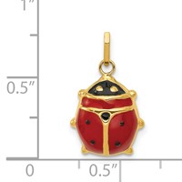 14K Yellow Gold Red and Black Enameled Ladybug Charm view 4
