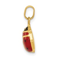 14K Yellow Gold Red and Black Enameled Ladybug Charm view 2