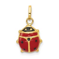 14K Yellow Gold Red and Black Enameled Ladybug Charm view 1
