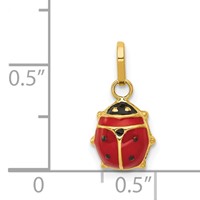 14K Yellow Gold Red and Black Enameled Ladybug Charm view 3