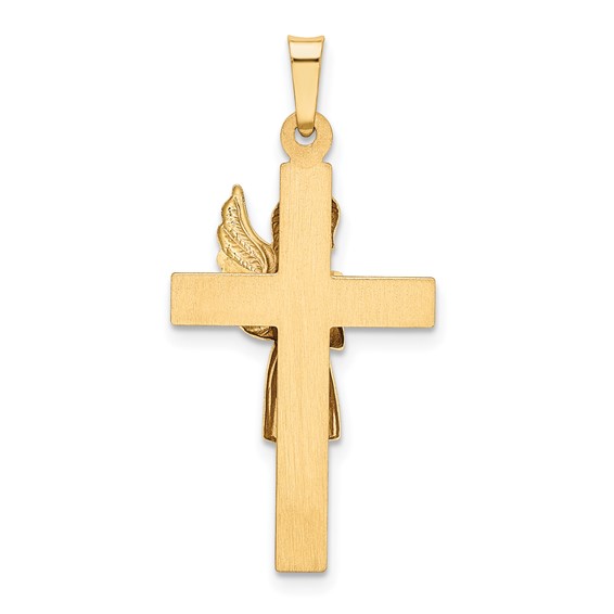 14K Two-Tone Angel and Cross Pendant