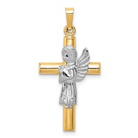14K Two-Tone Angel and Cross Pendant view 1