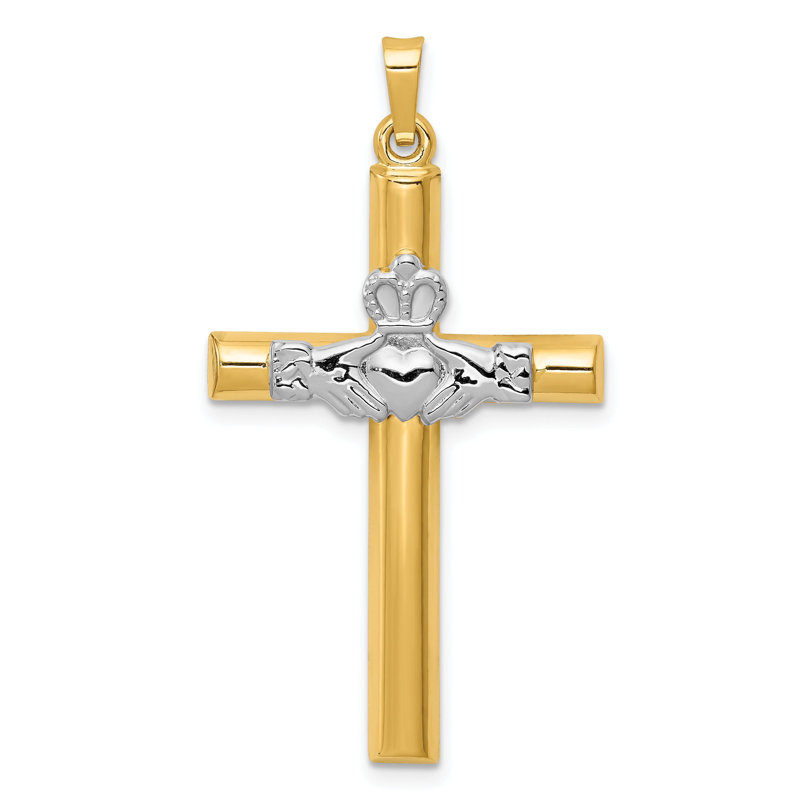 14k Two-tone Claddagh Cross Pendant XCH272