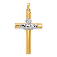14K Two-tone Claddagh Cross Pendant view 1
