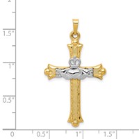 14K Two-tone Claddagh Cross Pendant view 3