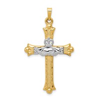 14K Two-tone Claddagh Cross Pendant view 1