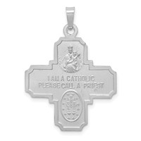 14K White Gold Polished and Satin Four-Way Medal Pendant view 3