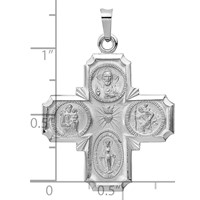 14K White Gold Polished and Satin Four-Way Medal Pendant view 4