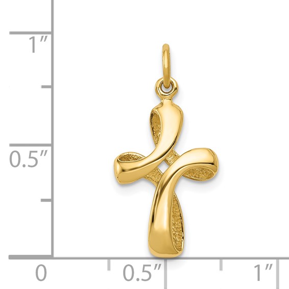 14k Polished Ribbon Cross Charm