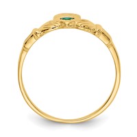 14K Yellow Gold Green CZ Claddagh Ring view 2