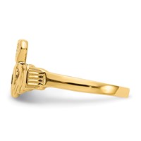 14K Yellow Gold Green CZ Claddagh Ring view 4