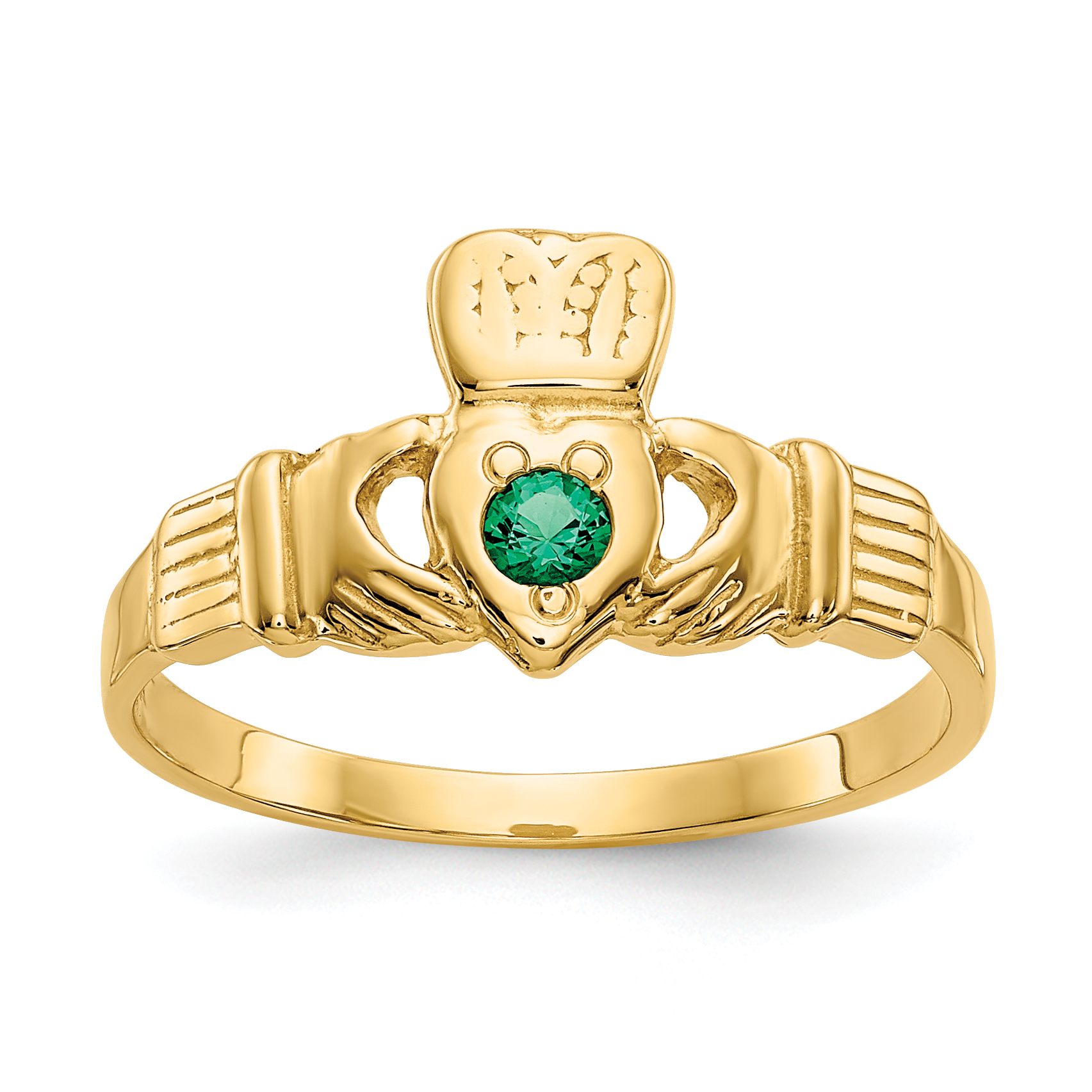 14k Green CZ Claddagh Ring (XCH329)