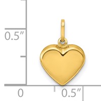 14K Yellow Gold Polished 3-D Puffed Heart Pendant view 3