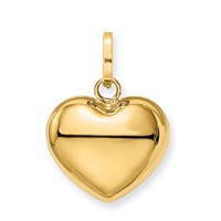 14K Yellow Gold Polished 3-D Puffed Heart Pendant view 3