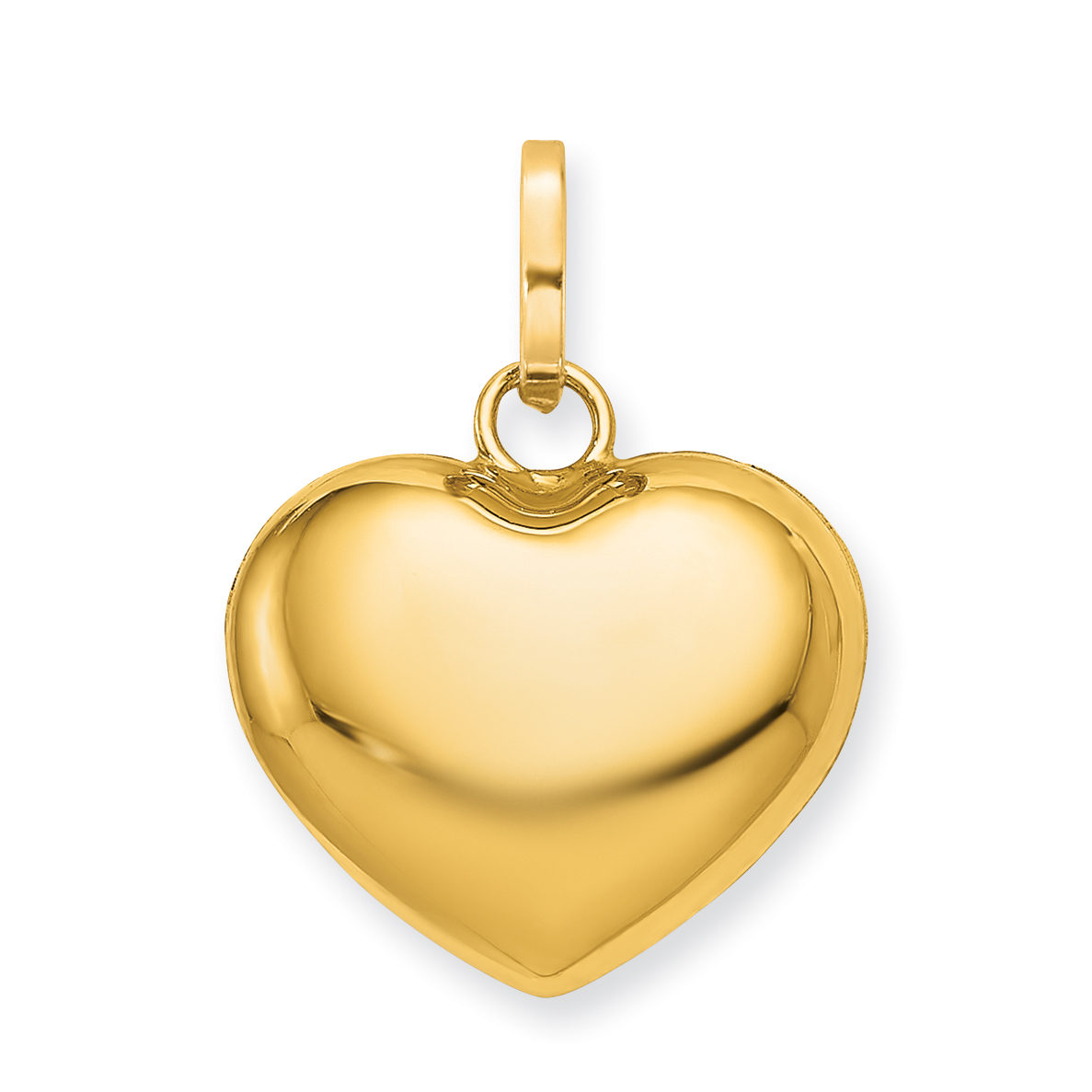 14K Polished 3-D Puffed Heart Pendant (XCH355)